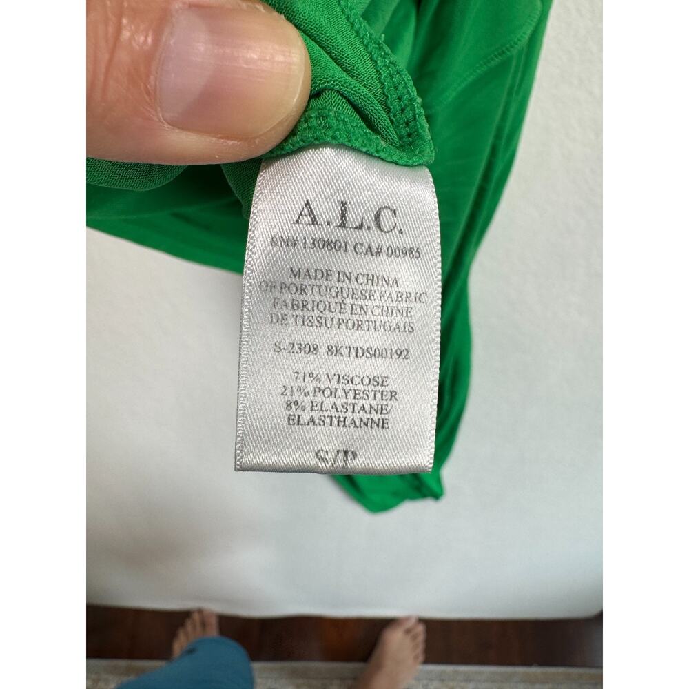 A.L.C Adeline Fern Green Ruched Jersey Stretch Asymmetric Maxi Midi Dress S - Picture 11 of 12